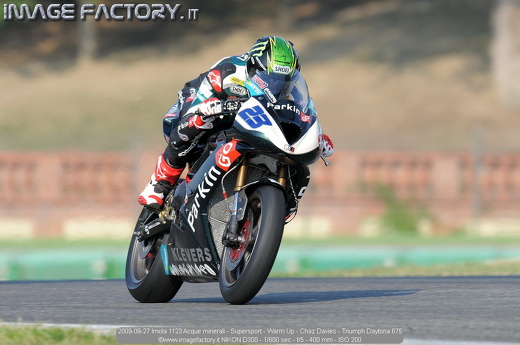 2009-09-27 Imola 1123 Acque minerali - Supersport - Warm Up - Chaz Davies - Triumph Daytona 675